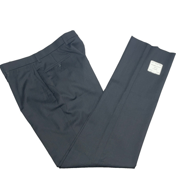 New Jos A Bank Tailored Fit Traveler Mens 36S Dress Pants Black Wool 34L No Hem - Picture 1 of 7